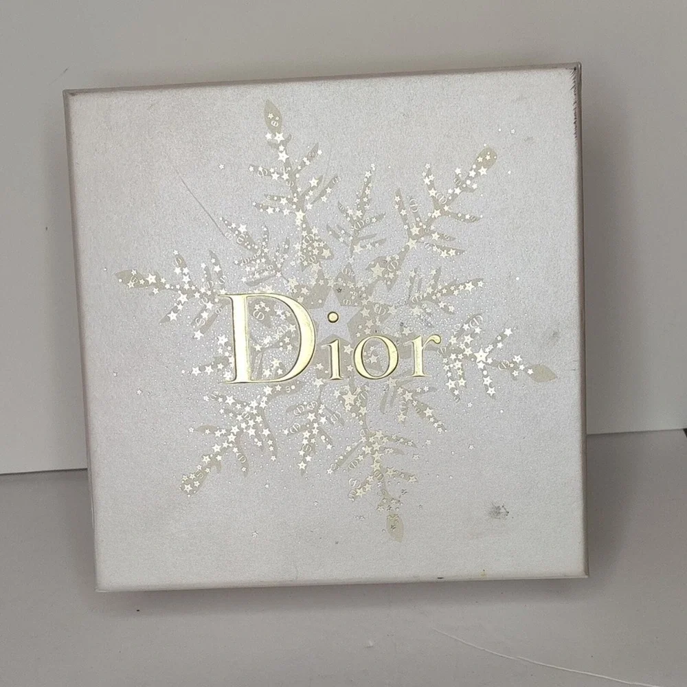 Christian Dior‎ Christmas Snowflake Winter White and Metallic Gold Gift Box
